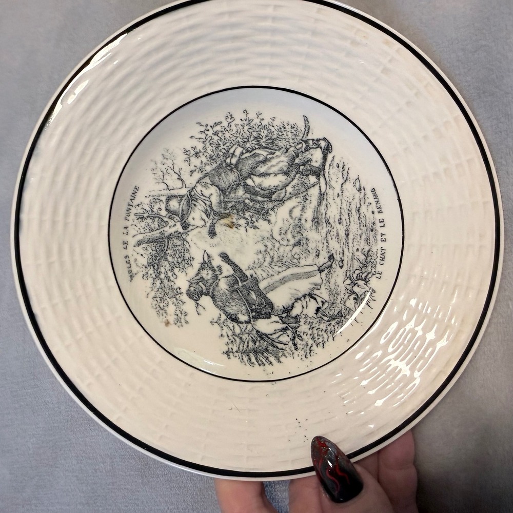 Digoin Sarreguemines Fables de La Fontaine Le Chat et Le Renard 7.5 Plate‎